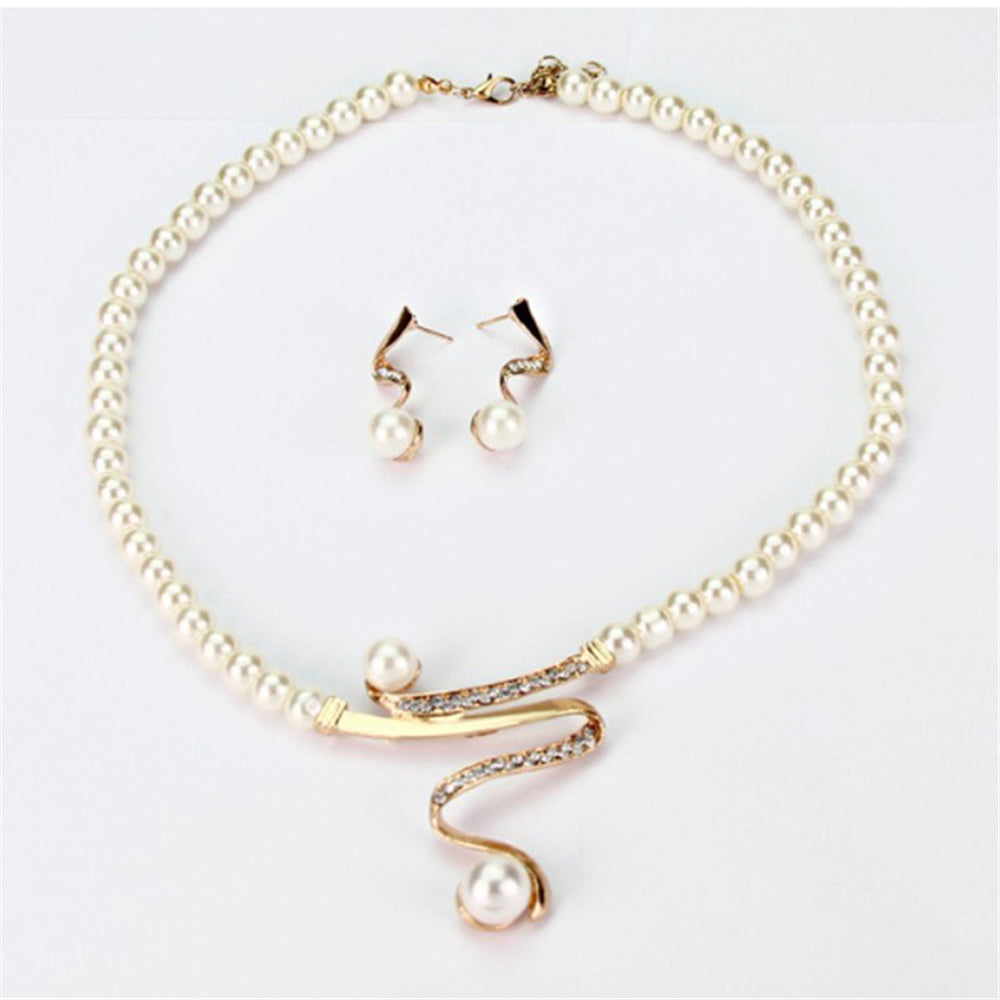 Charm Prom Wedding Party Bridal Jewelry Rhinestone Pearl Necklace Imitation Pearl Necklace Bride Jewelry Korean Fine Handmade