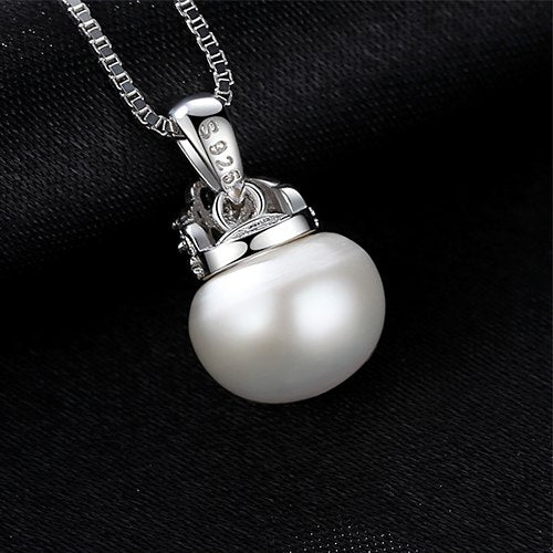 Charm Shell Design Crown Jewelry Natural Pearl Necklace Pendant Pure 925 Sterling Silver Fashion Gifts for Women(lam hub fong)