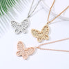 Charm Stainless Steel Necklace For Woman Gold Silvery 3D Butterfly Pendant Built-in Crystal Sweater Chain Long Necklaces Jewelry
