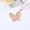 Charm Stainless Steel Necklace For Woman Gold Silvery 3D Butterfly Pendant Built-in Crystal Sweater Chain Long Necklaces Jewelry