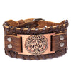 Charm Wide Leather Bracelet Viking Five-pointed Star Tree of Life Men's Bracelet Punk Genuine Leather Accessorie Party Jewelry