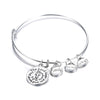 Charm Wish Peace sign/Cross Bracelet Silver-Color Expandable Wire Love family friends Bracelets & Bangles for Women Jewelry