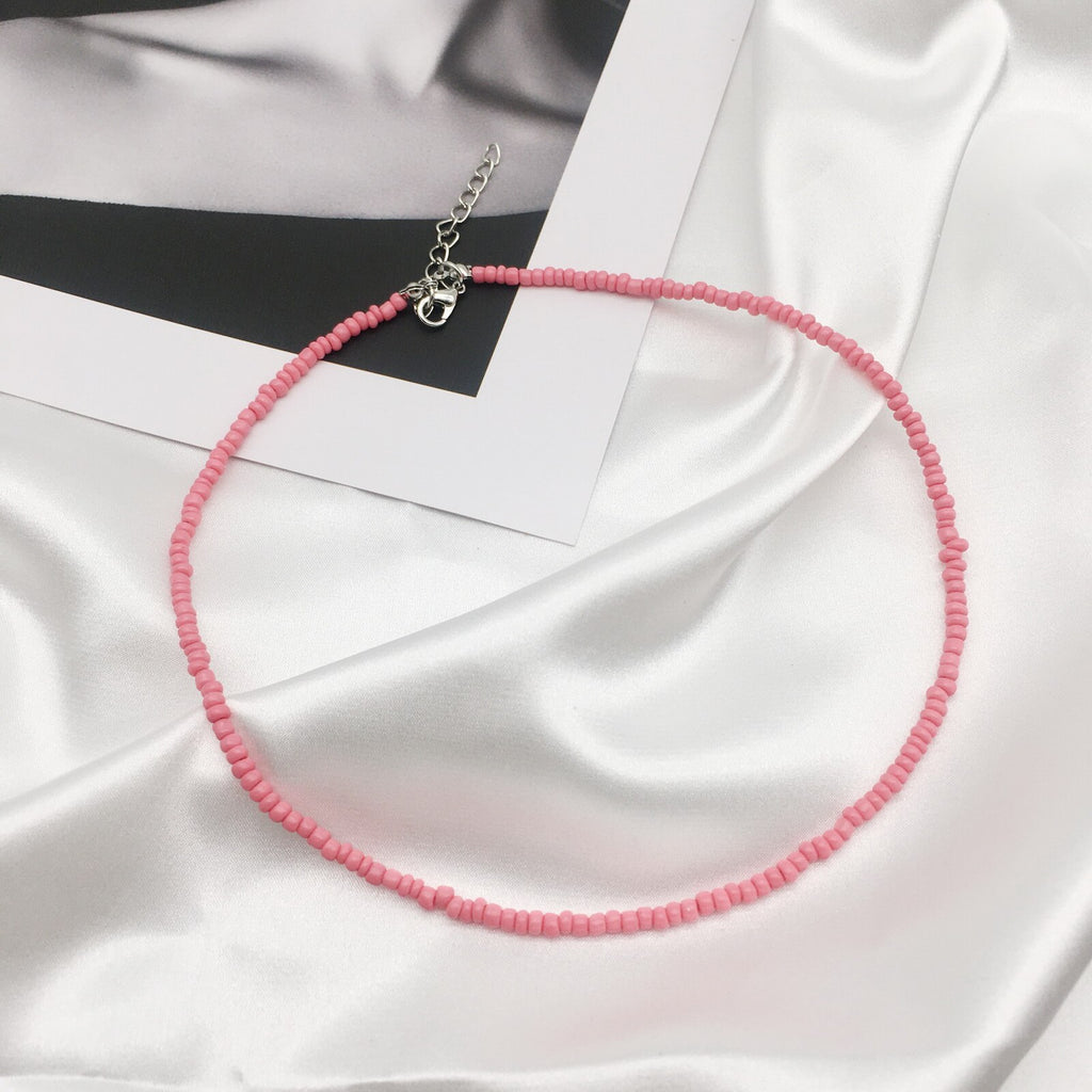 Charm Women Necklace For Beach 2021 Seed Beads Rainbow Colorful Choker Neck Jewelry For Women Girl Party Gift