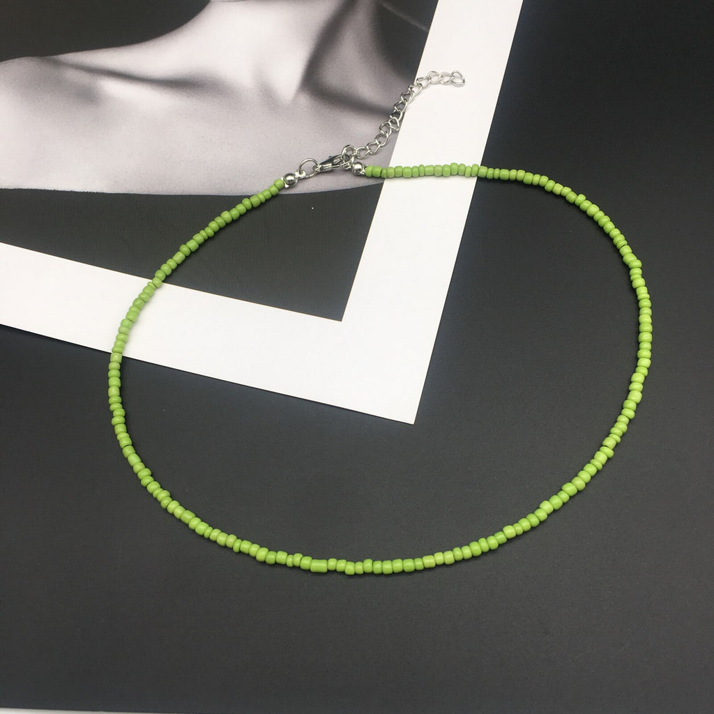 Charm Women Necklace For Beach 2021 Seed Beads Rainbow Colorful Choker Neck Jewelry For Women Girl Party Gift