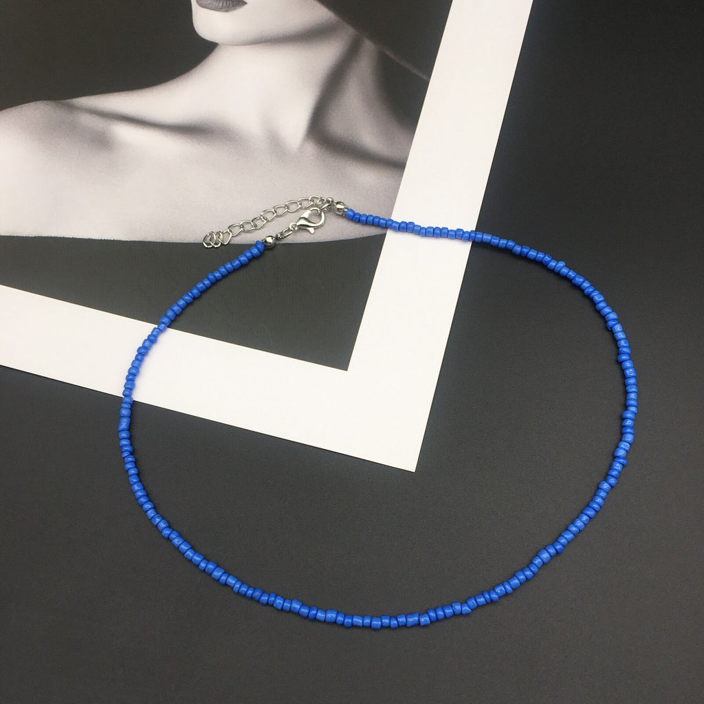 Charm Women Necklace For Beach 2021 Seed Beads Rainbow Colorful Choker Neck Jewelry For Women Girl Party Gift