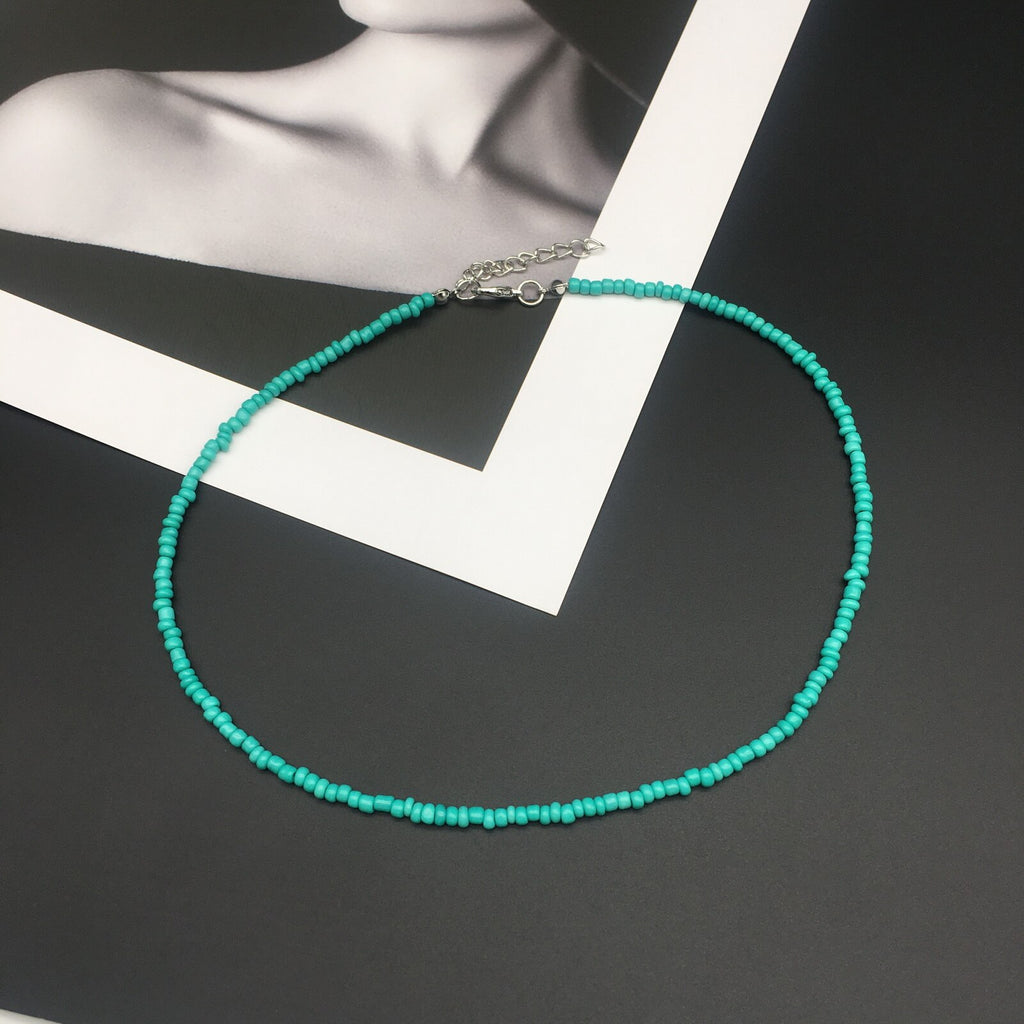 Charm Women Necklace For Beach 2021 Seed Beads Rainbow Colorful Choker Neck Jewelry For Women Girl Party Gift