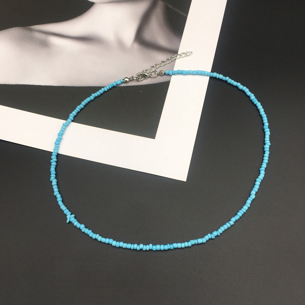 Charm Women Necklace For Beach 2021 Seed Beads Rainbow Colorful Choker Neck Jewelry For Women Girl Party Gift