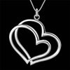 Charm romantic Double Heart 925 Sterling Silver earrings necklace Jewelry sets for women Party wedding Pretty gifts