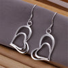 Charm romantic Double Heart 925 Sterling Silver earrings necklace Jewelry sets for women Party wedding Pretty gifts