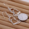 Charm romantic Double Heart 925 Sterling Silver earrings necklace Jewelry sets for women Party wedding Pretty gifts