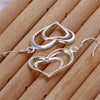 Charm romantic Double Heart 925 Sterling Silver earrings necklace Jewelry sets for women Party wedding Pretty gifts