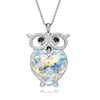 Charming Austria Ctystal 925 Sterling Silver Heart Necklace Pendant Owl Shaped Lovely Cute Animal Woman Jewelry Gift zk40