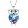 Charming Austria Ctystal 925 Sterling Silver Heart Necklace Pendant Owl Shaped Lovely Cute Animal Woman Jewelry Gift zk40