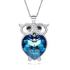 Charming Austria Ctystal 925 Sterling Silver Heart Necklace Pendant Owl Shaped Lovely Cute Animal Woman Jewelry Gift zk40