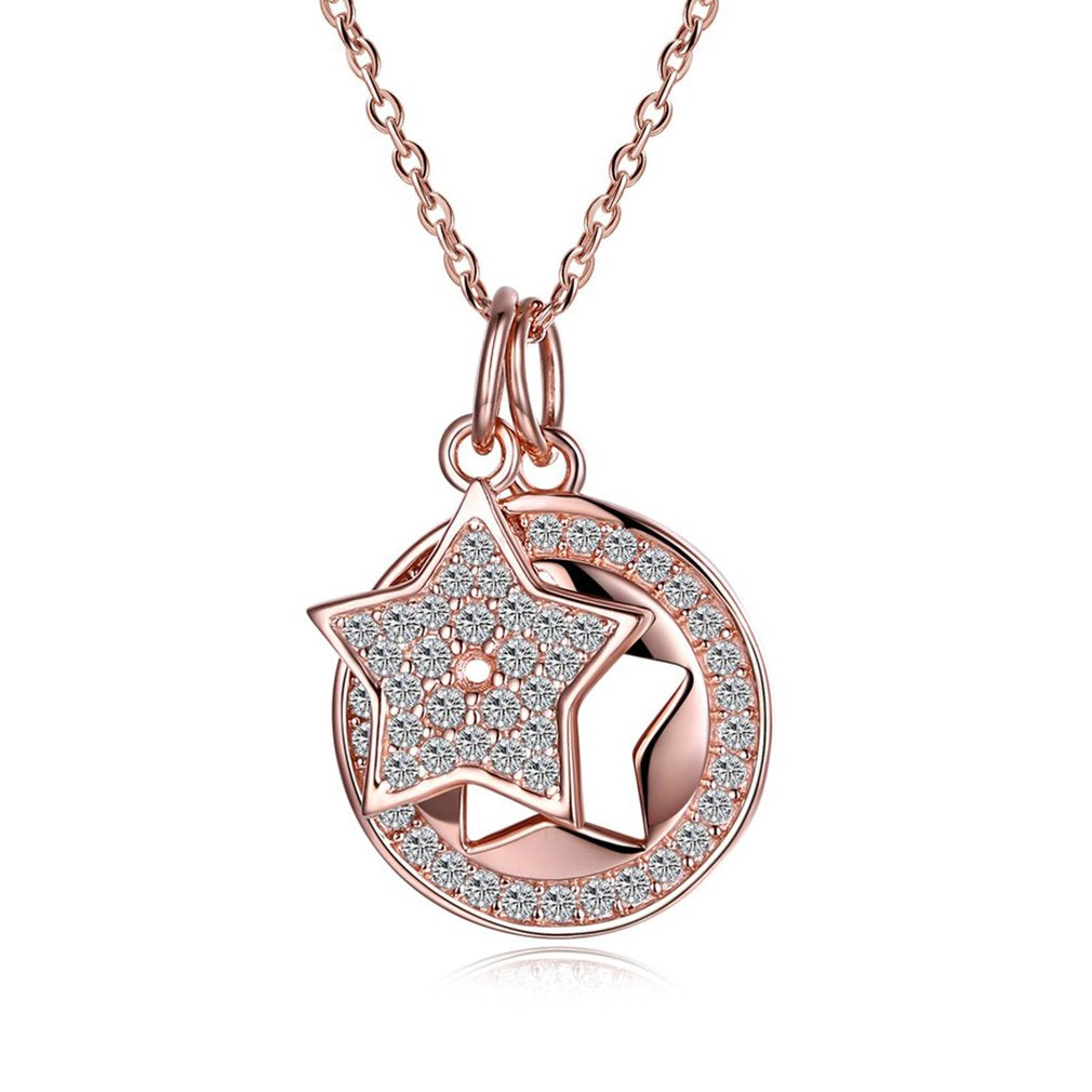 Charming S925 Sterling Silver Shiny Zircon Stars Shape Pendant Fine Jewelry Woman Link Chain Necklace For Wedding Party