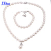 Charming natural pearl bridal jewelry sets, 7-8mm white pearl necklace & bracelet for womemX1218