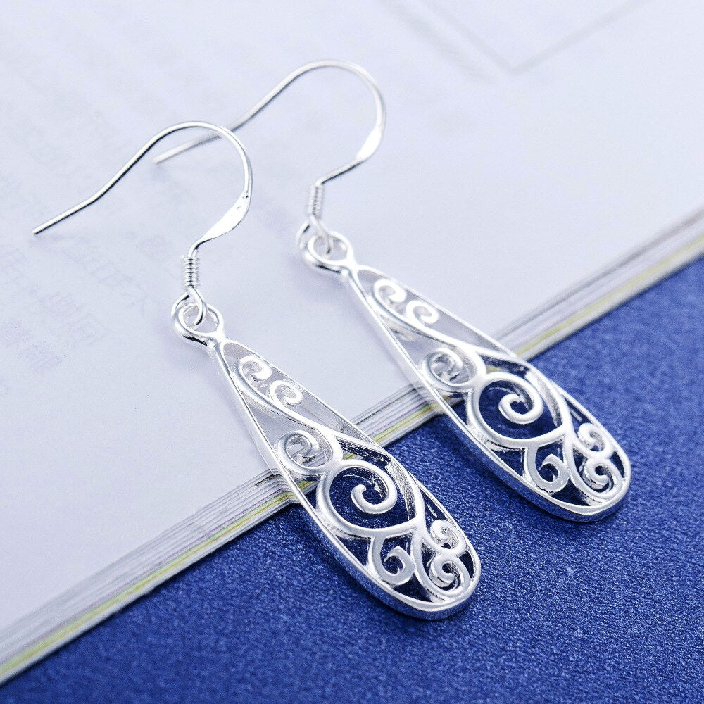 Charms 925 Sterling Silver Pretty drop shape Earrings for Women Christmas Gifts wedding party noble Jewelry