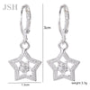 Charms 925 Sterling Silver Pretty star drop earrings for women Ear clip  party wedding Jewelry Holiday gifts
