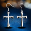 Charms 925 Sterling Silver classic cross Earrings for Women Jewelry party Wedding Christmas Gifts
