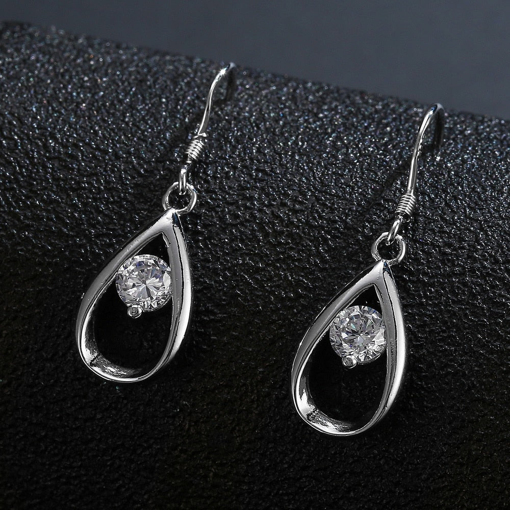 Charms 925 Sterling Silver elegant Water Drop Zircon stud Earrings for Women party wedding Jewelry Christmas Gifts