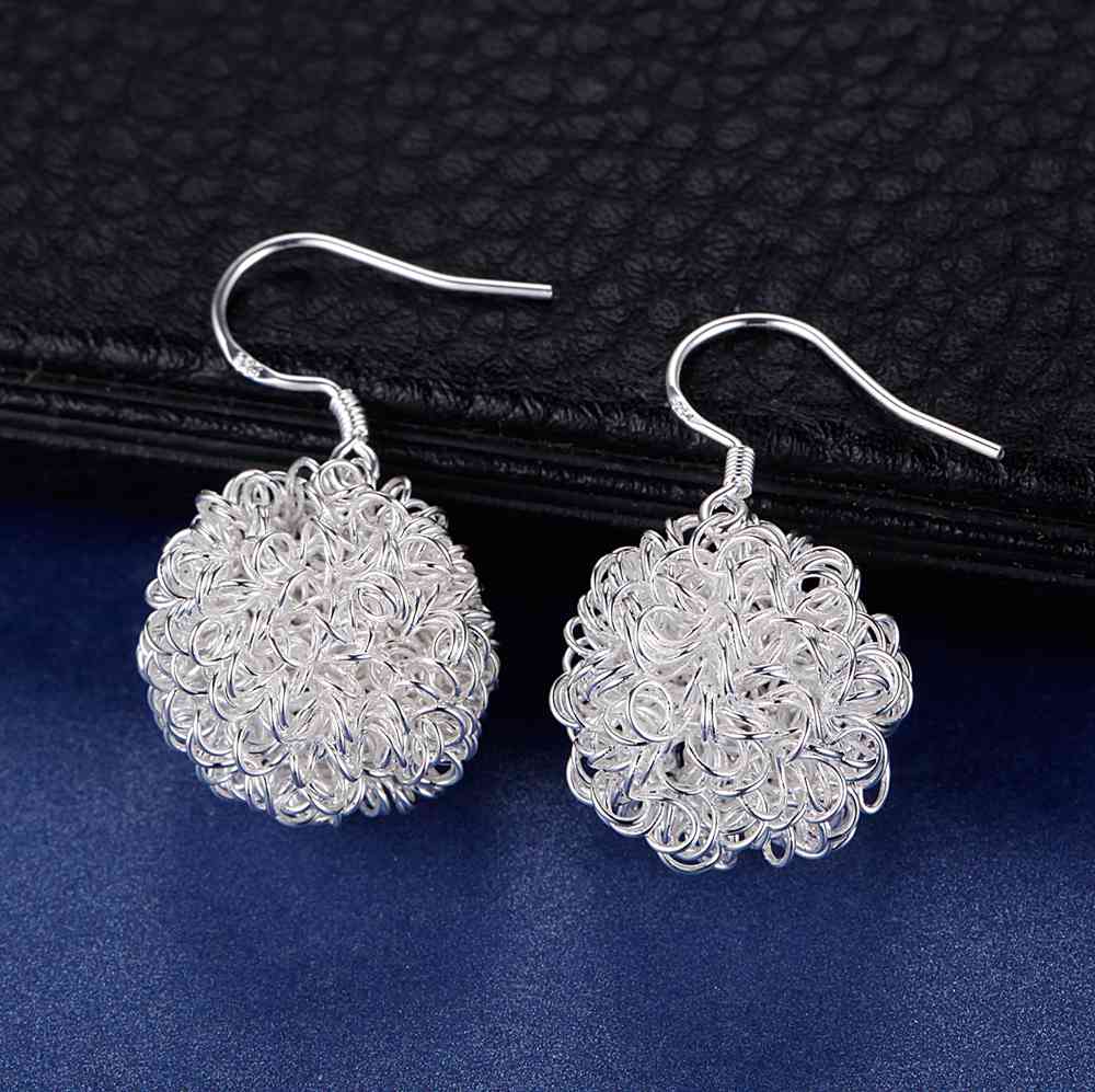 Charms 925 Sterling Silver fine net ball Earrings for Women  Beautiful Holiday gifts Street all-match party Jewelry