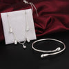Charms 925 sterling Silver fine water drop necklace bangle bracelet Jewelry set for woman Party wedding designer jewelry gifts