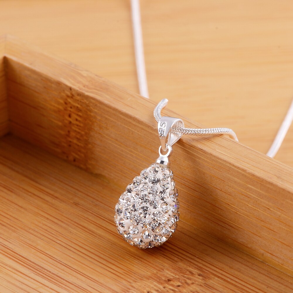 Charms Beautiful  AAA Zircon 925 Stamped Silver Drop-Shaped Pendant Necklace For Women party Jewelry Gifts