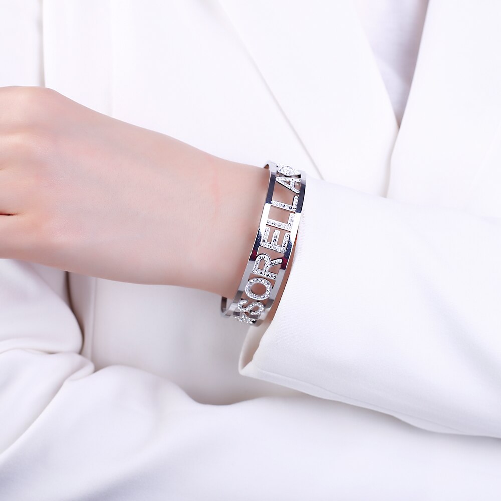 Charms Bestfriend Sorella Letter Cuff Bracelets For Woman Sister Hollow Heart Bangles Trend Jewelry Gifts 2022