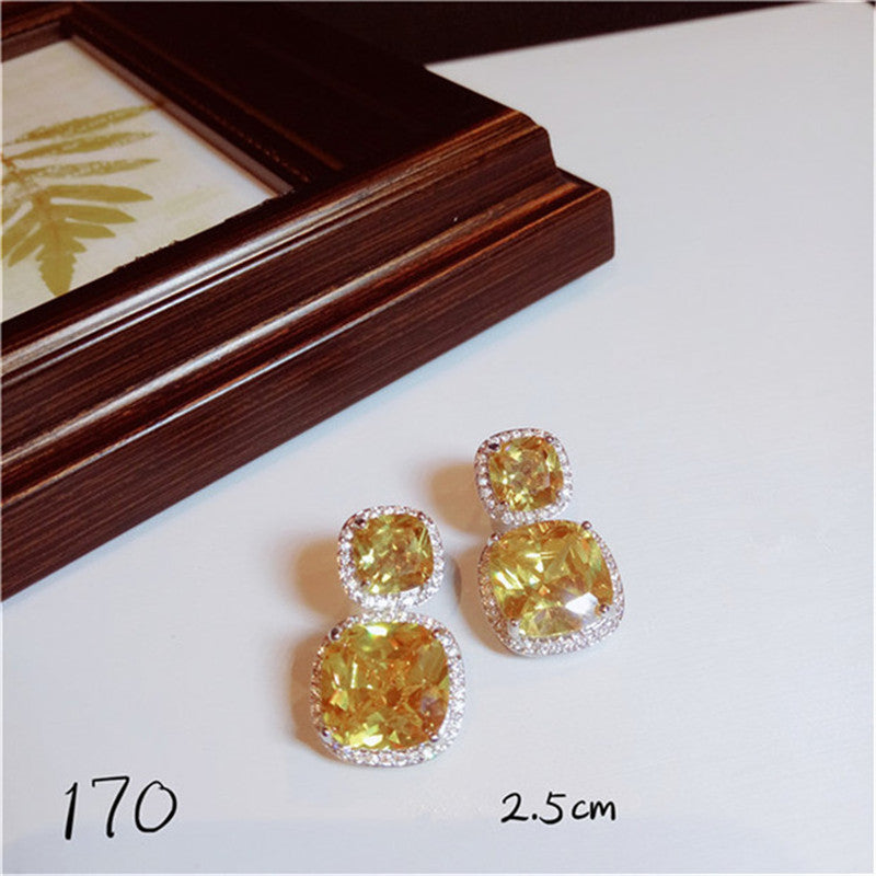 Charms Drop Earrings For Women S925 Sterling Silver Hyperbole Lovely Citrine Cubic Zirconia Diamant Elegant Fine Jewelry Earring