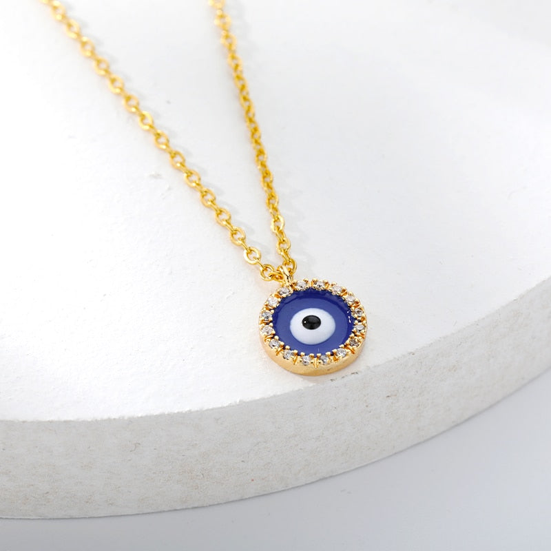 Charms Evil Eyes Necklace For Women Vintage Ethnic Turkey Blue Eye Pendant Choker Clavicle Chain Necklaces Goth Bohemian Jewelry