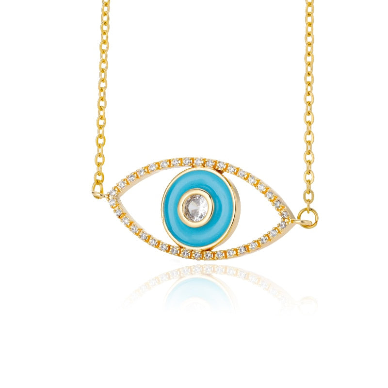 Charms Evil Eyes Necklace For Women Vintage Ethnic Turkey Blue Eye Pendant Choker Clavicle Chain Necklaces Goth Bohemian Jewelry