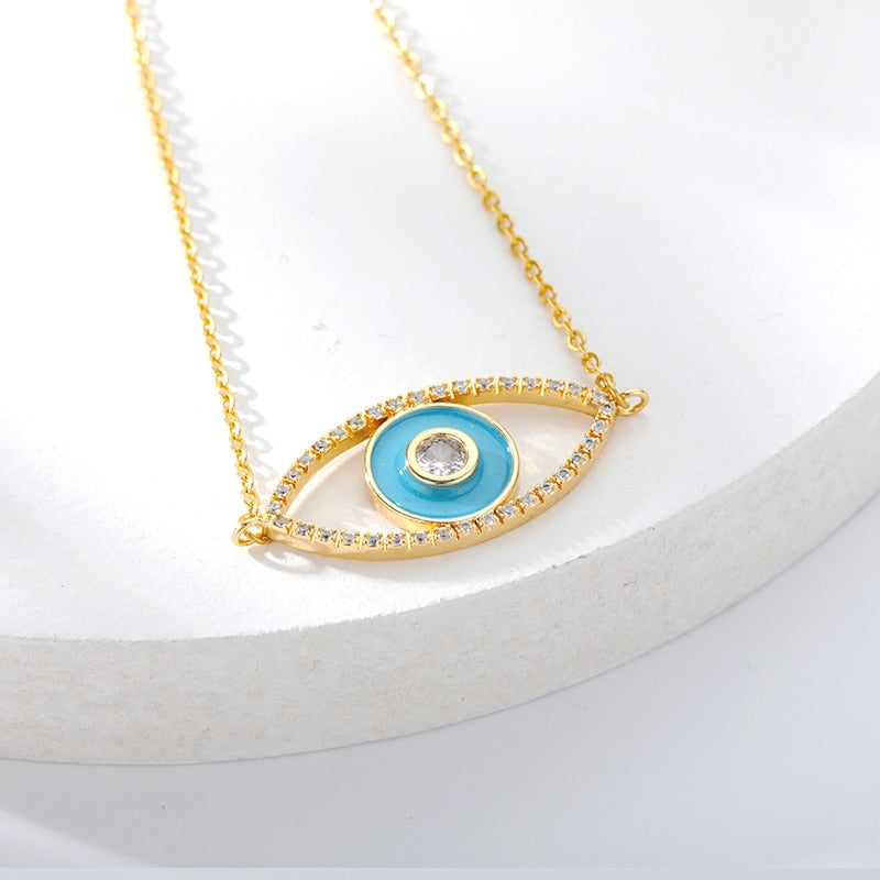 Charms Evil Eyes Necklace For Women Vintage Ethnic Turkey Blue Eye Pendant Choker Clavicle Chain Necklaces Goth Bohemian Jewelry