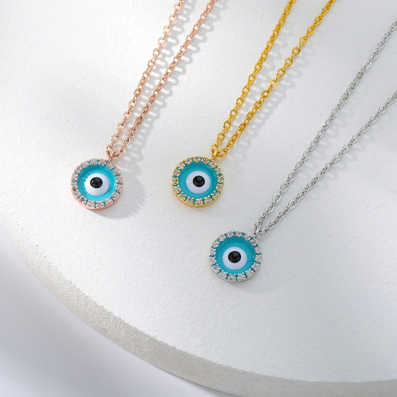 Charms Evil Eyes Necklace For Women Vintage Ethnic Turkey Blue Eye Pendant Choker Clavicle Chain Necklaces Goth Bohemian Jewelry