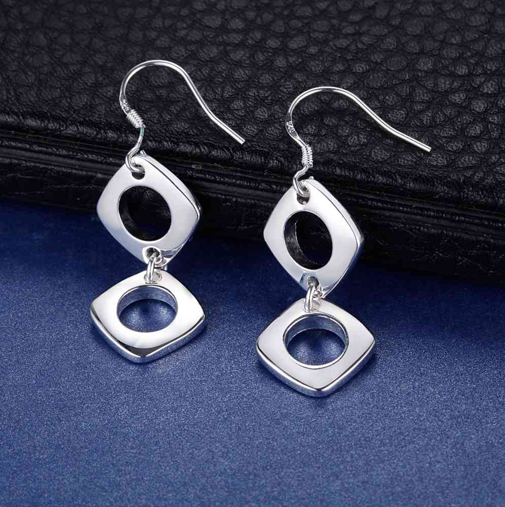 Charms  brands Jewelry 925 Sterling Silver square drop earrings for Woman  party wedding Holiday gifts