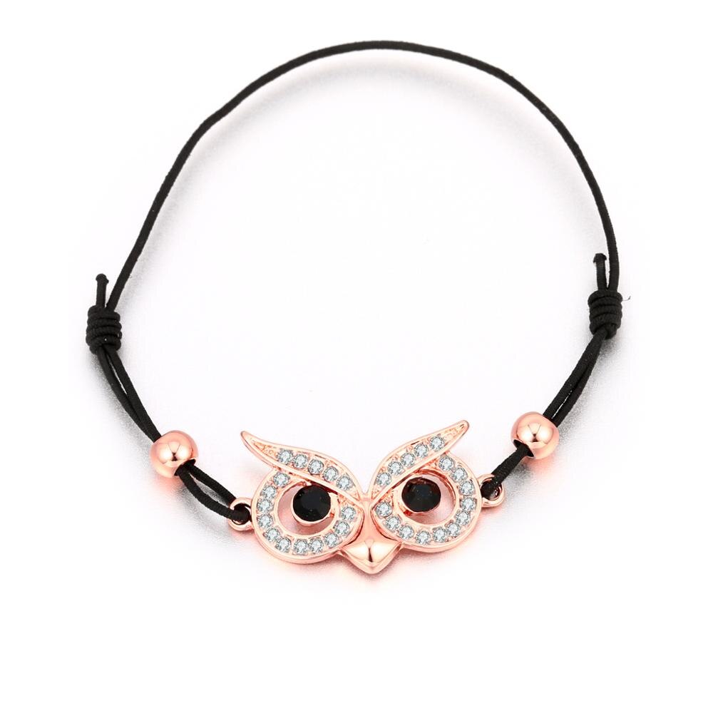 Charms Owl Bracelet Elastic Rope Chain Gold Silver Color Crystal Eye Of Owl Pendant Bracelets For Woman Jewelry Gift New