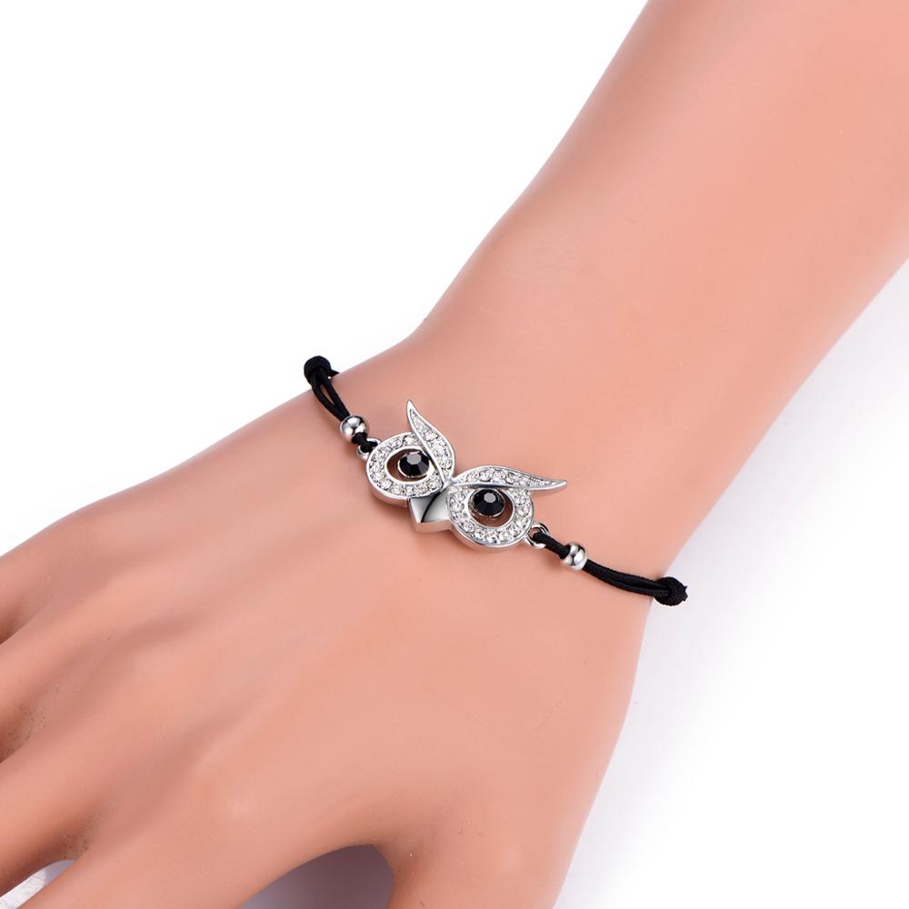 Charms Owl Bracelet Elastic Rope Chain Gold Silver Color Crystal Eye Of Owl Pendant Bracelets For Woman Jewelry Gift New