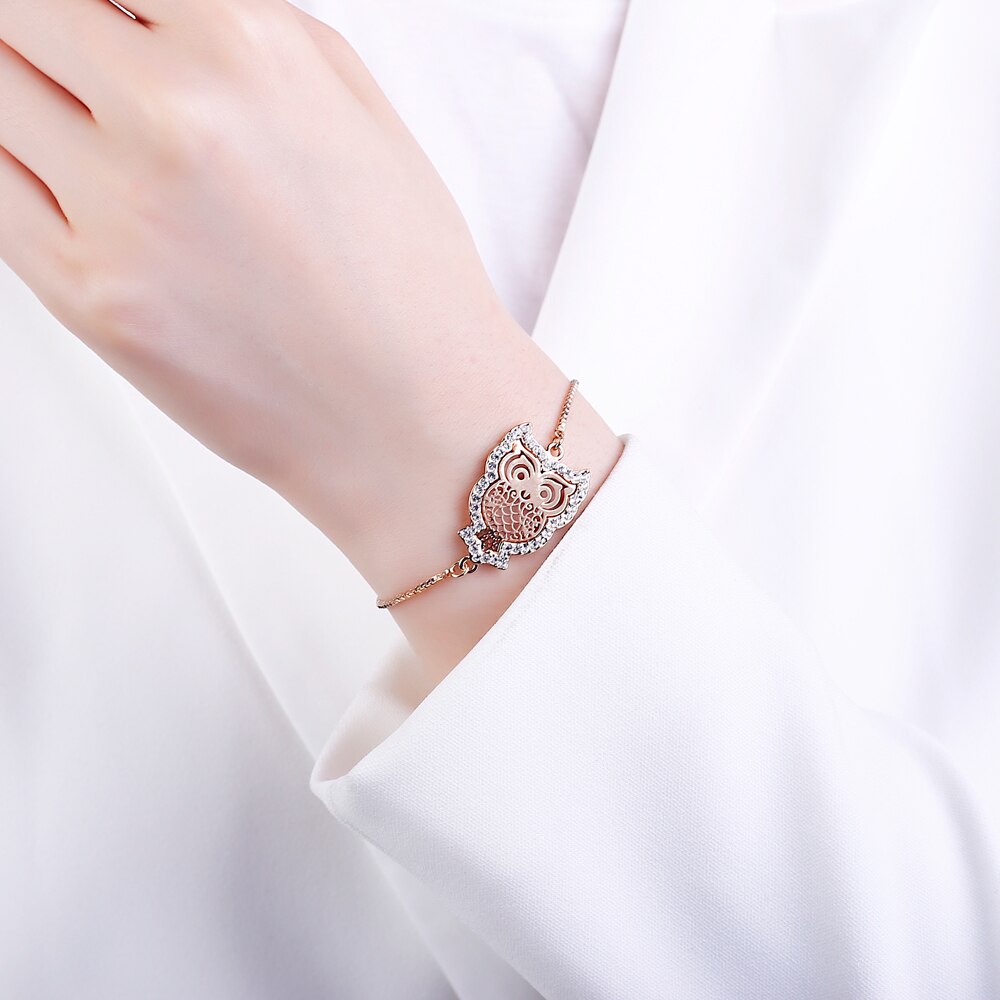 Charms Owl Bracelets For Woman Clear Crystal Gold Black Animal Shape Pendant Bracelet Female Jewelry Party Gifts 2022