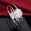 Charms designer jewelry fine rose flower bangles 925 sterling Silver cuff Bracelets for Women Wedding Party Holiday gift