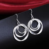 Charms fine 925 Sterling Silver personality Three circle Earrings for Women party wedding Jewelry Christmas Gifts