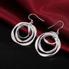 Charms fine 925 Sterling Silver personality Three circle Earrings for Women party wedding Jewelry Christmas Gifts