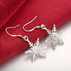 Charms snowflake fine 925 Sterling Silver drop Earrings for Women  party wedding Jewelry fine Christmas Gift
