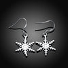 Charms snowflake fine 925 Sterling Silver drop Earrings for Women  party wedding Jewelry fine Christmas Gift