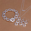 Charms streetwear 925 sterling Silver Round square pendant necklace Bracelet earring Jewelry set for women Party gifts