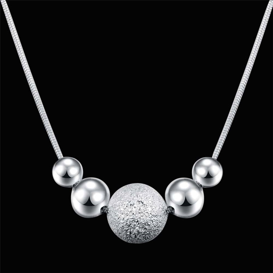 Charms wedding party silver color cute lady bead women necklace jewelry silver jewelry cute beads chain necklace LN019