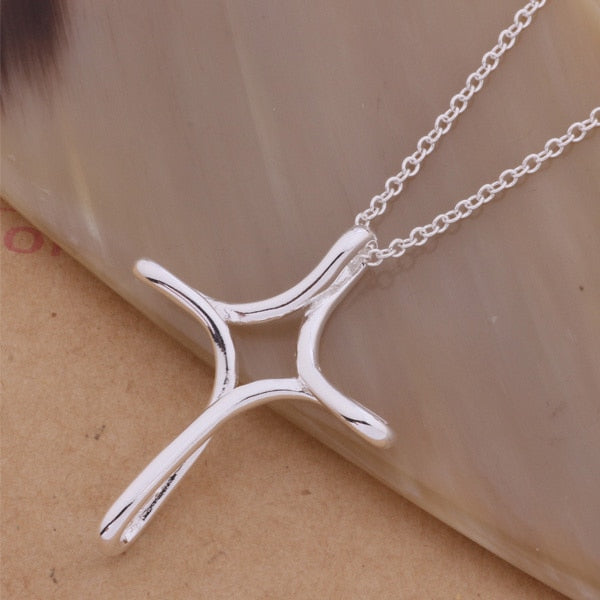 Cheap Promotional silver cross pendant necklace simple unique party jewelry beautiful Christmas gift factory price