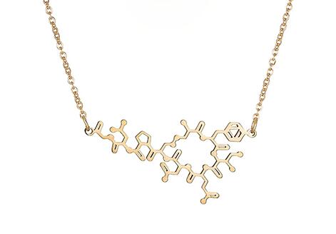 Chemistry Structure Science Dangle Women Pendant Necklace Silver Black Gold Necklaces Titanium Fashion Oxytocin Molecule VN045