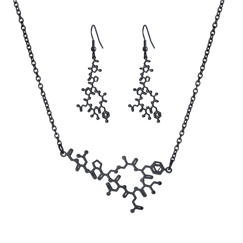 Chemistry Structure Science Dangle Women Pendant Necklace Silver Black Gold Necklaces Titanium Fashion Oxytocin Molecule VN045