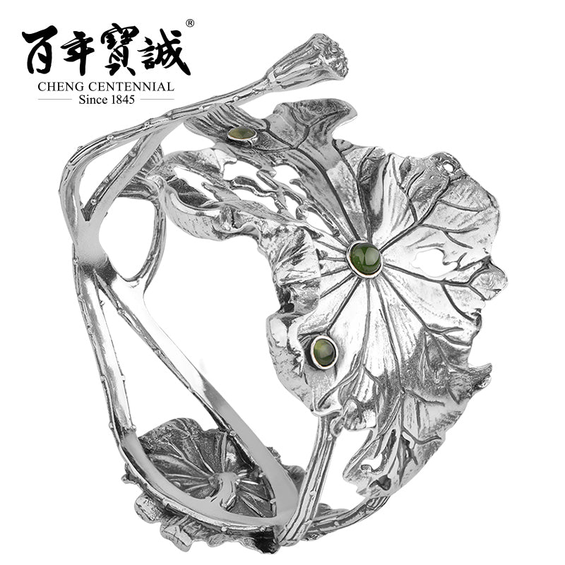 Cheng Centennial 925 sterling silver bracelet Autumn lotus National wind Personality Women's gift