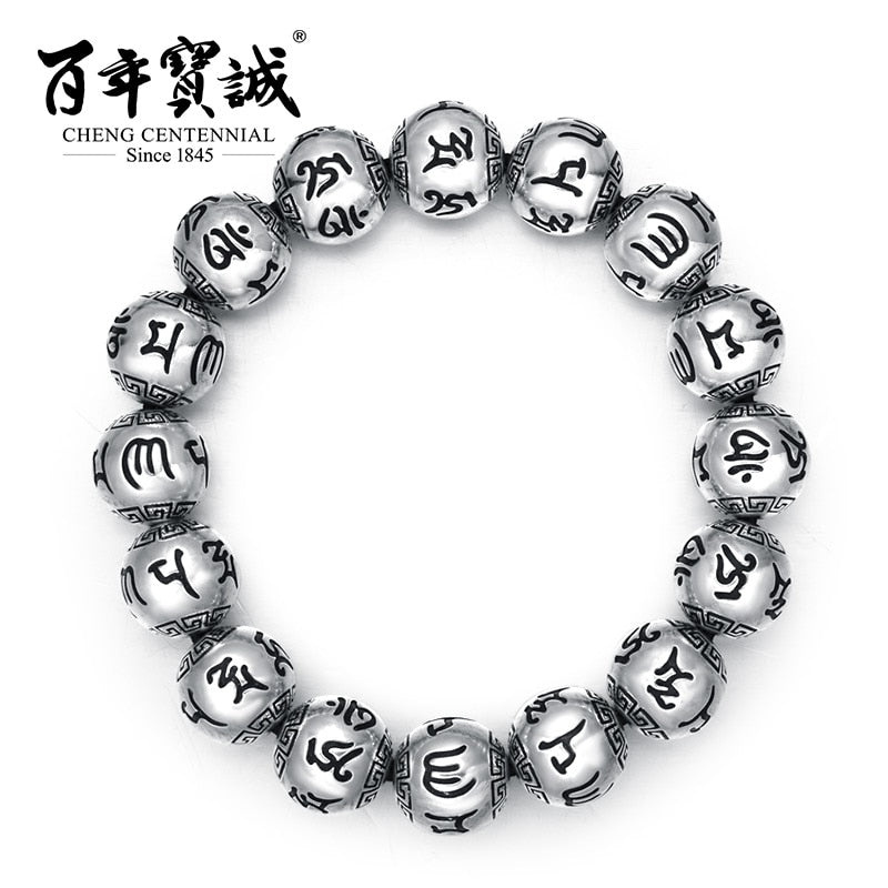Cheng Centennial --Jewelry - Om mani padme hum Hand Strings - 925 Silver bracelet-The Buddha Beads