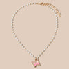 Cherry Small Daisy Colorful Flowers Butterfly Neck Chain Imitation Pearl Rhinestone Clavicle Necklaces for Women Popular Jewelry